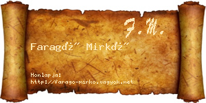 Faragó Mirkó névjegykártya